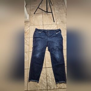 INC International Concepts Dark Blue Skinny Jeans with Red Accents